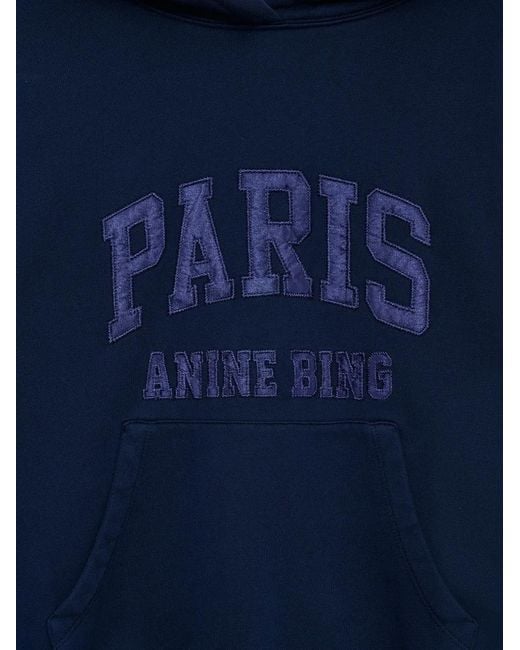 Anine Bing Blue Debbie Appliqué-Detail Hoodie
