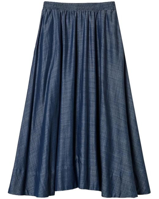 Twinset Blue Pleated Midi Skirt
