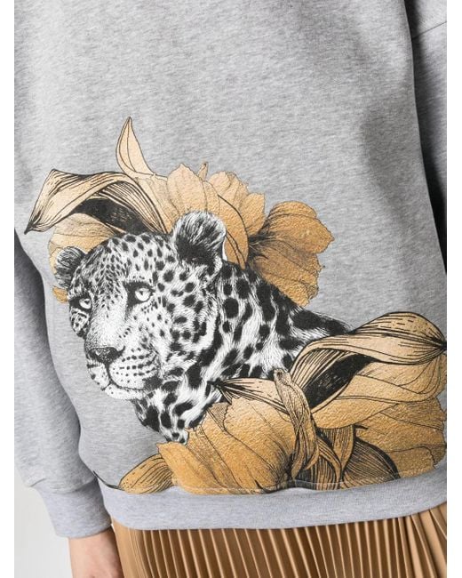 Ioana Ciolacu Gray Graphic-Print Crew-Neck Sweashirt