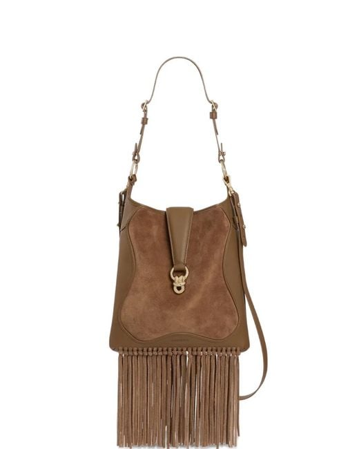 Sandro Brown Fringe Crossbody Bag