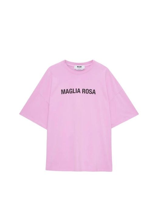 MSGM Pink Printed Short-Sleeve T-Shirt