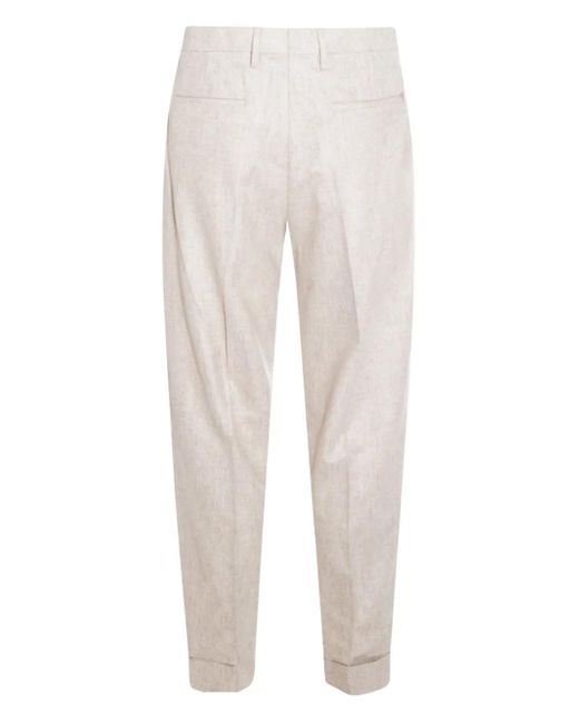 GTA IL PANTALONE White Pleated Virgin-Wool Trousers for men