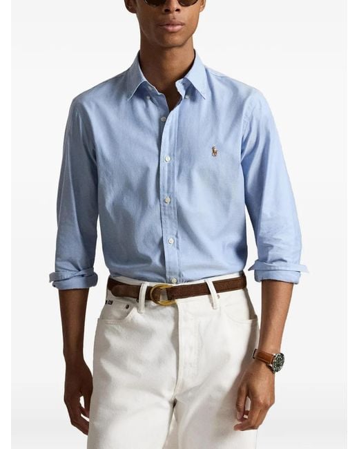 Polo Ralph Lauren Blue Custom Fit Oxford Shirt for men