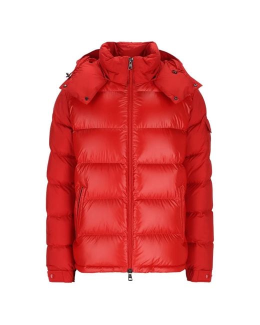 Moncler Red Maya Quilted Hooded Down Jacket for men