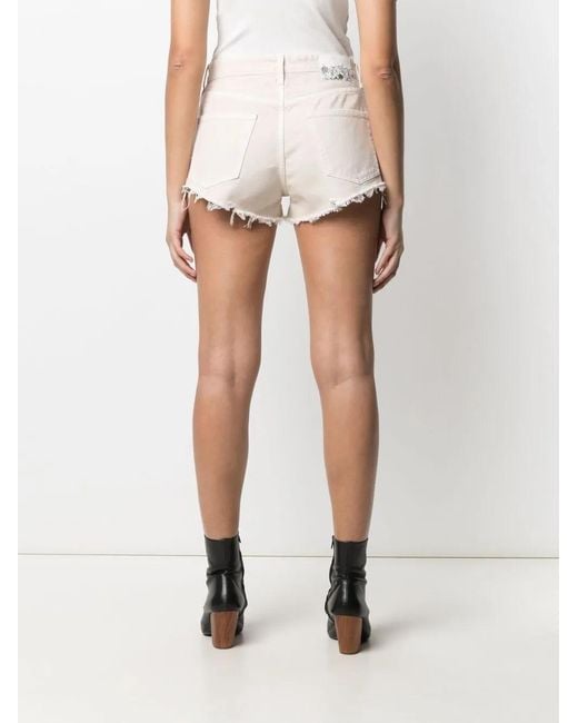 Alanui Natural Fringed Denim Shorts