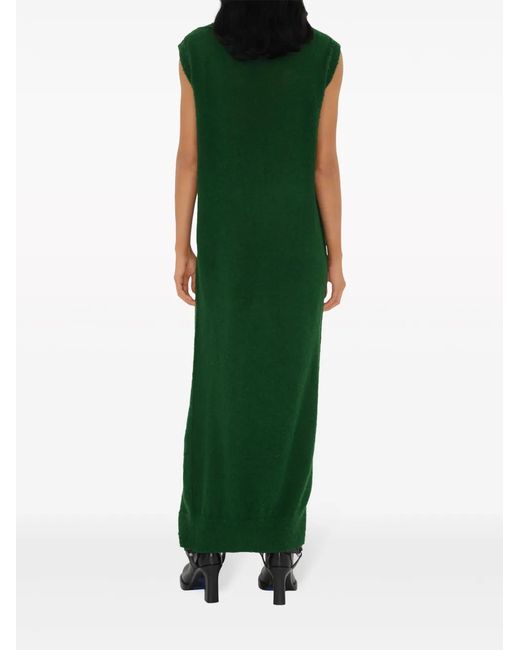 Burberry Green Argyle-Knit Wool Dress