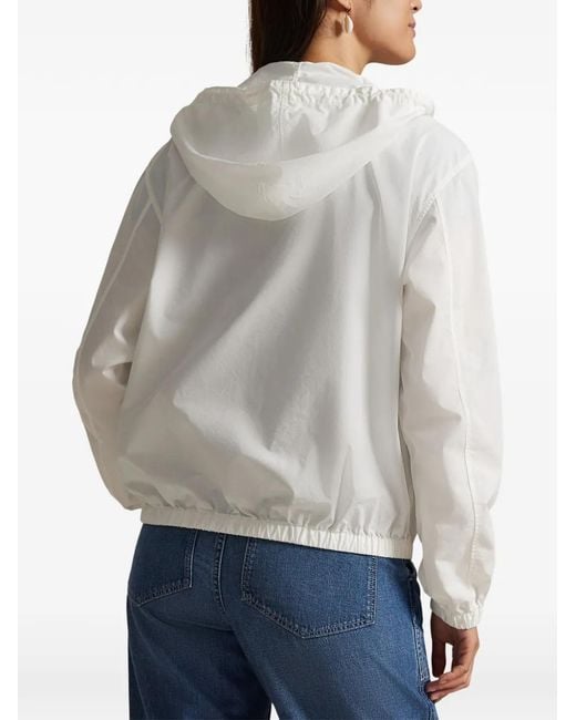 Polo Ralph Lauren White Veste Zippée À Capuche