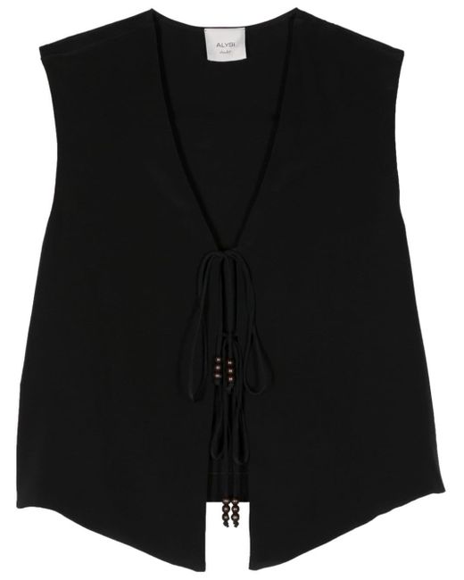 Alysi Black Bead-detailing Silk Vest