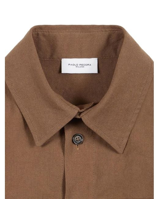 Paolo Pecora Brown Flap-Pocket Shirt for men