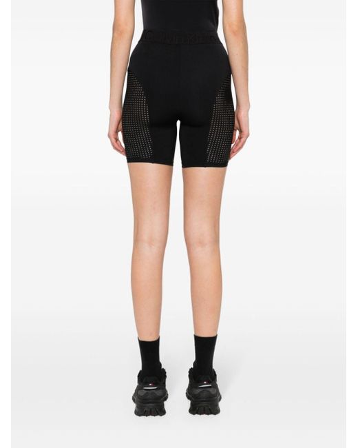 Pantalones cortos de chándal con panel perforado Calvin Klein de color Black