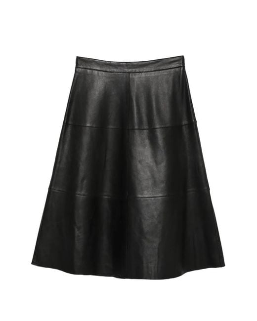 P.A.R.O.S.H. Leren Midi-Rok in het Black