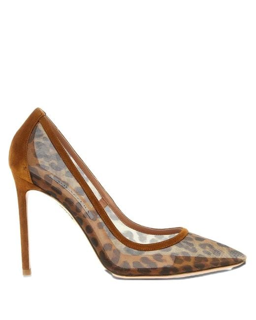 Aquazzura Brown 105Mm Animal-Print Pointed Pumps