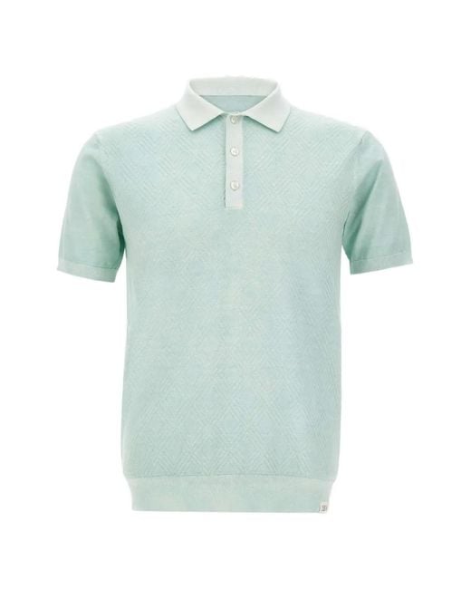 Peuterey Blue Diamond-Pattern Cotton Polo Shirt for men