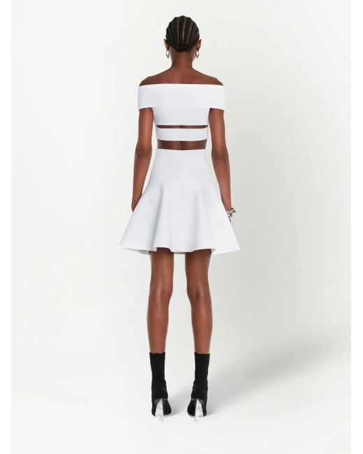McQueen White Off-Shoulders Mini Dress