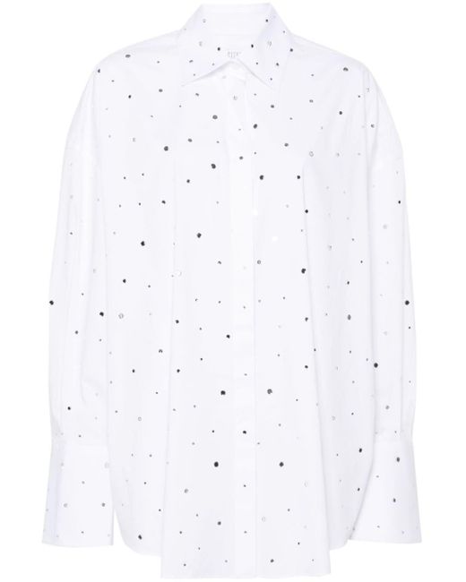 GIUSEPPE DI MORABITO White Rhinestone-embellished Poplin Shirt