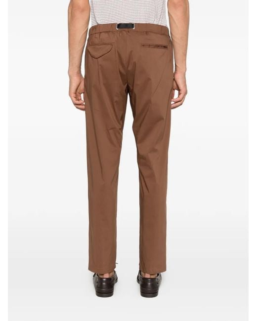 White Sand Brown Belted Trousers for men