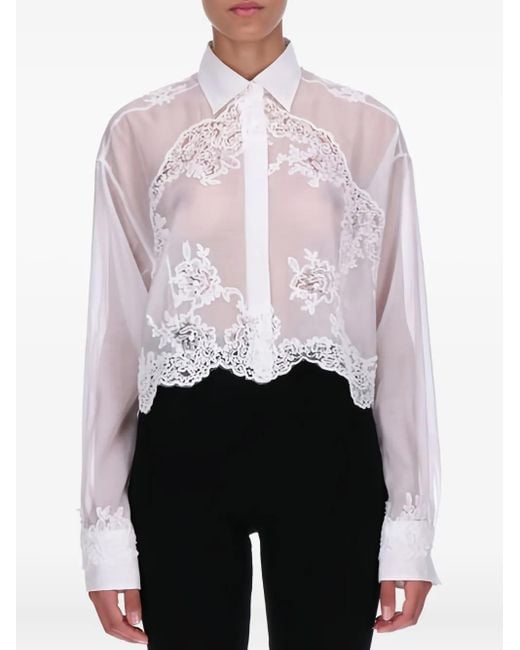 Ermanno Scervino White Lace-Embellished Shirt