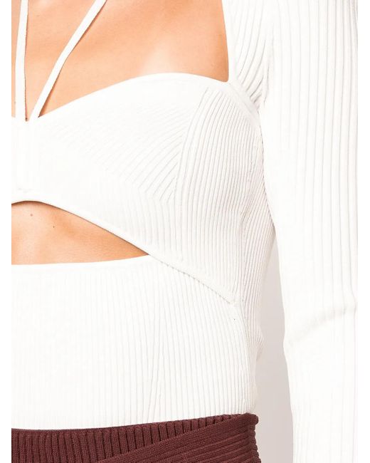Jonathan Simkhai White Alexia Cut-out Ribbed-knit Top