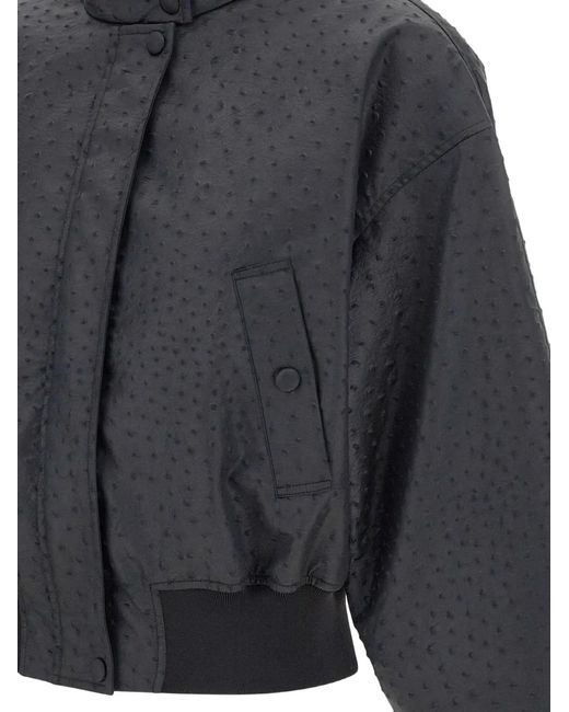 Elisabetta Franchi Blue Embossed High-Neck Jacket