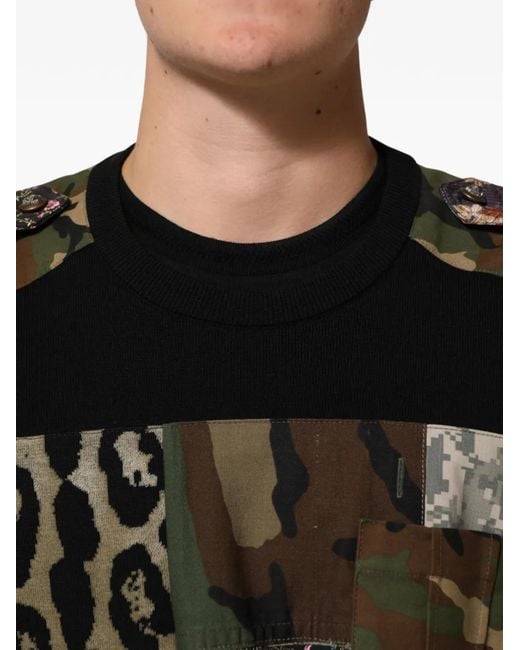 Dolce & Gabbana Black Patchwork Sweater for men