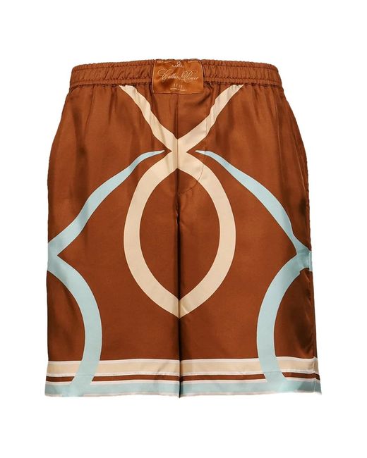 Garcia Brown Logo Bull Silk Shorts for men