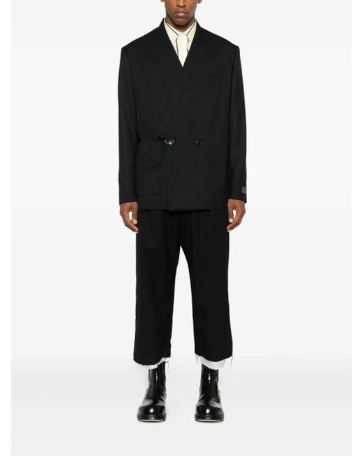 KENZO Black Double-Breasted Wool Jacket for men