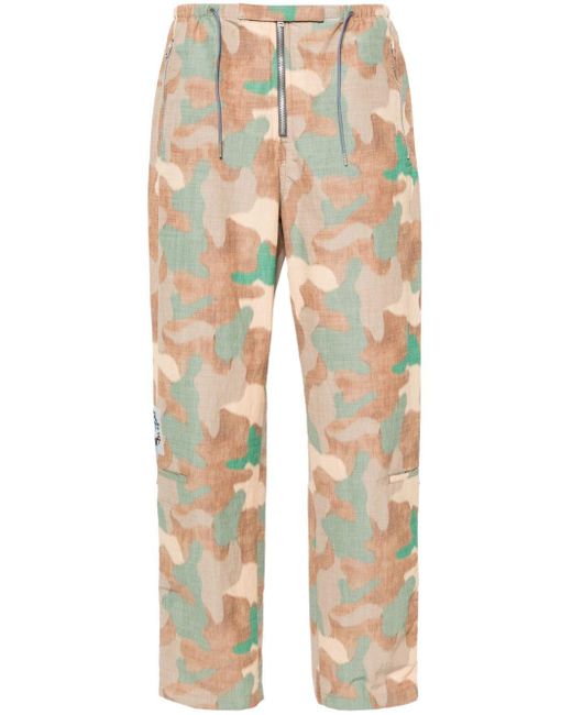 Acne Natural Camouflage-pattern Straight-leg Trousers for men