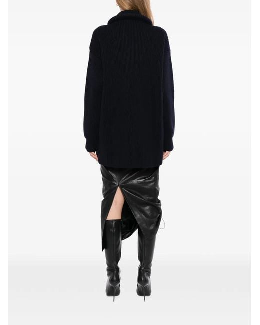Balenciaga Blue Oversize-Ring Ribbed Sweater