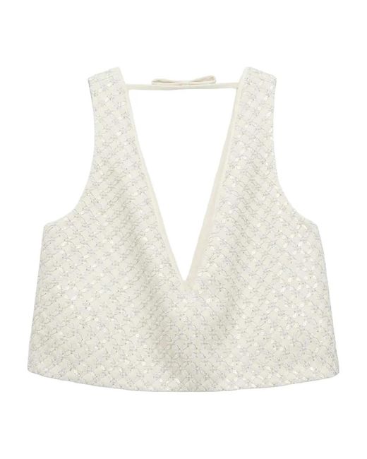 Dorothee Schumacher White Textured V-Neck Top