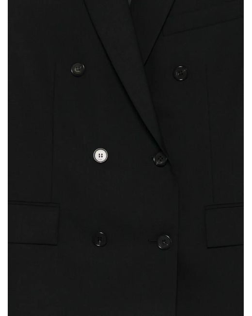 Juun.J Black Double-Breasted Buttoned Blazer