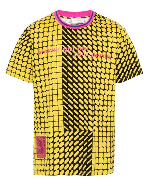 Pierre Louis Mascia Yellow Gremei Graphic-print T-shirt for men