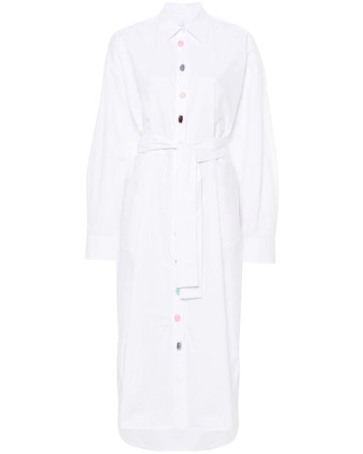 MSGM White Bead-embellished Shirt Dress