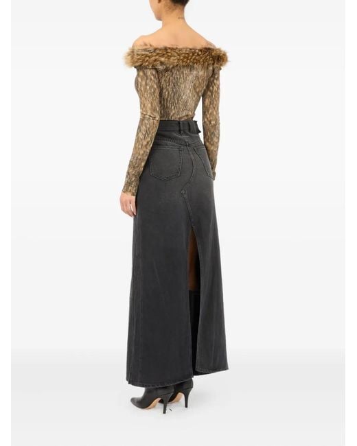 MM6 by Maison Margiela Black Paint-Splatter Denim Skirt