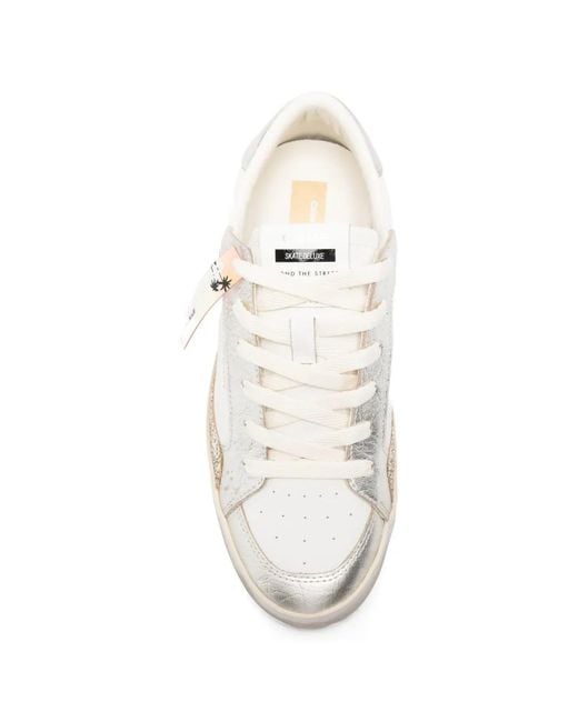 Crime London White Glitter-Embellishment Sneakers