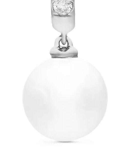David Yurman White Sterling Pearl And Diamond Drop Earrings (15.6Mm)