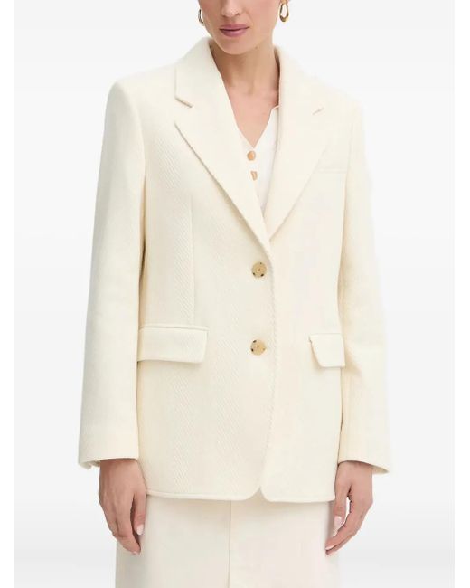 Boss Natural Herringbone Wool Blazer