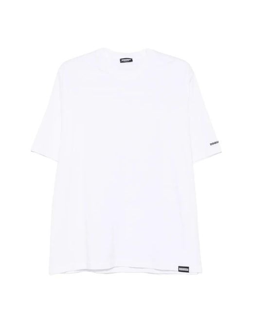 DSquared² White Logo-Patch T-Shirt for men