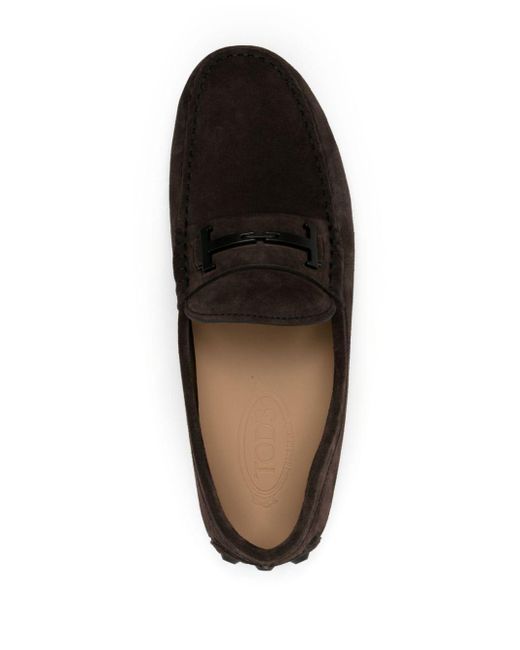 Tod's Black Gommino Double-t Suede Loafers for men