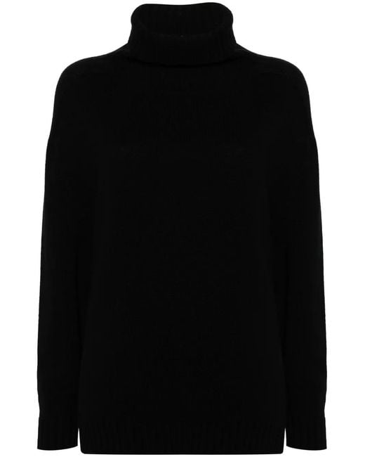 Bompard Black Hammer-Sleeve Round-Neck Sweater
