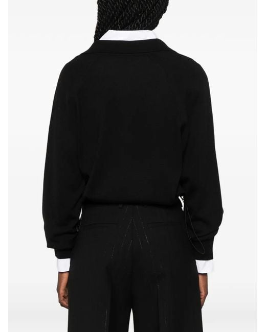 Sandro Black Logo-Patch Polo Top