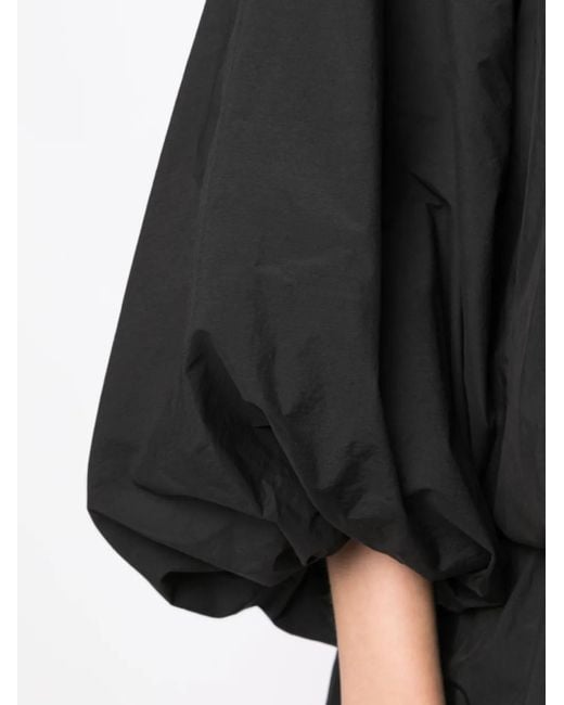 Goen.J Black Balloon-Sleeves Poplin Dress