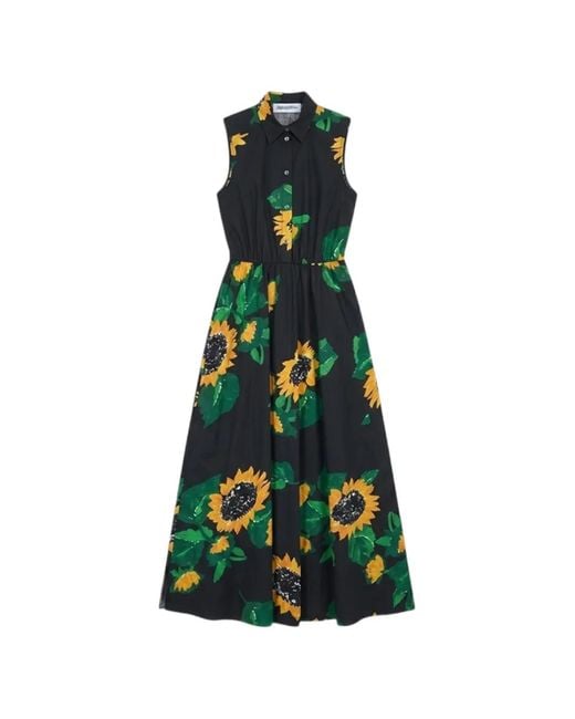 Moschino Green Sunflower-Print Maxi Dress