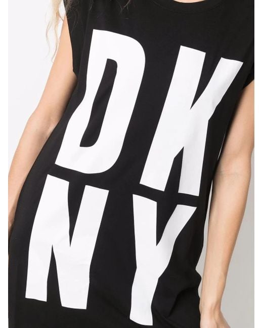 DKNY Black Longline Logo-Print Vest Top
