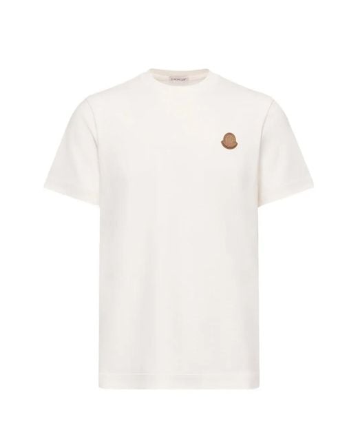 Moncler White Logo Patch Crewneck T-Shirt for men