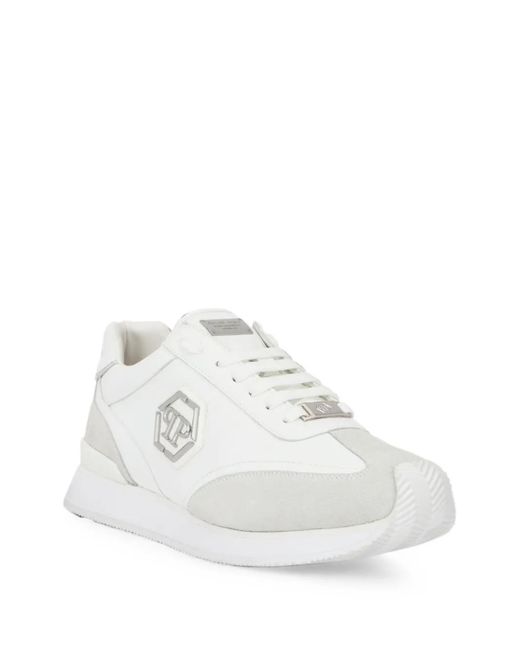 Philipp Plein White Runner Hexagon Patch Sneakers