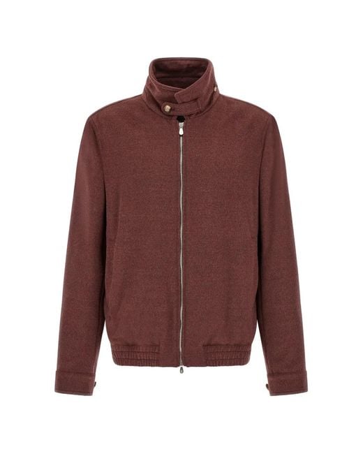Brunello Cucinelli Purple Zip-Up Wool Jacket for men