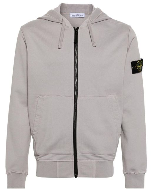 Stone Island Gray Compass-badge Cotton Hoodie for men
