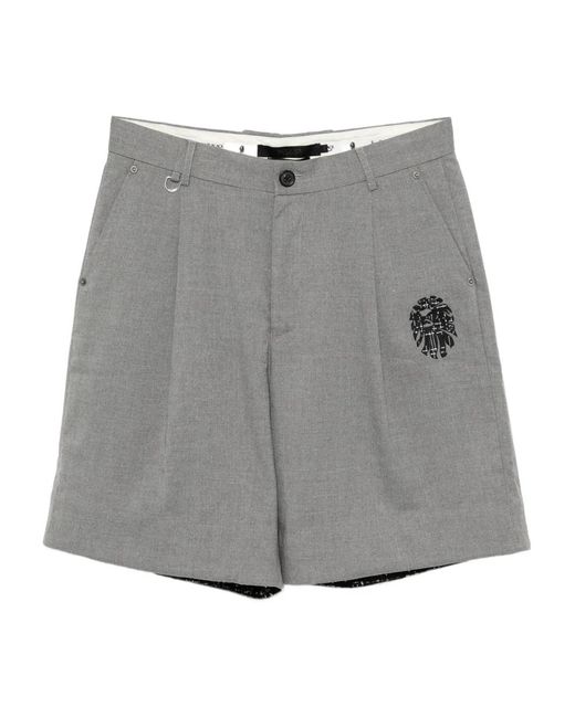 A Bathing Ape Gray Embroidered-Logo Shorts for men