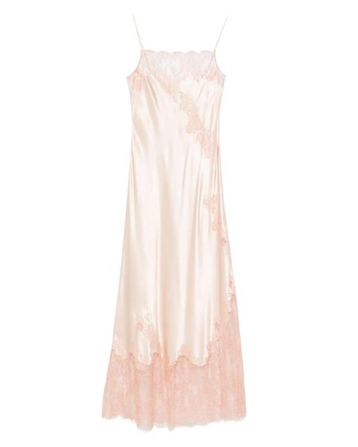 Carine Gilson Calais Caudry レース シルク スリップ Pink