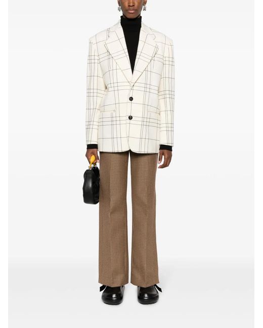 Marni Natural Checked Wool-Felt Blazer